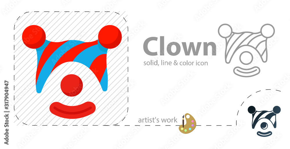 Obraz premium clown flat, solid, line icon
