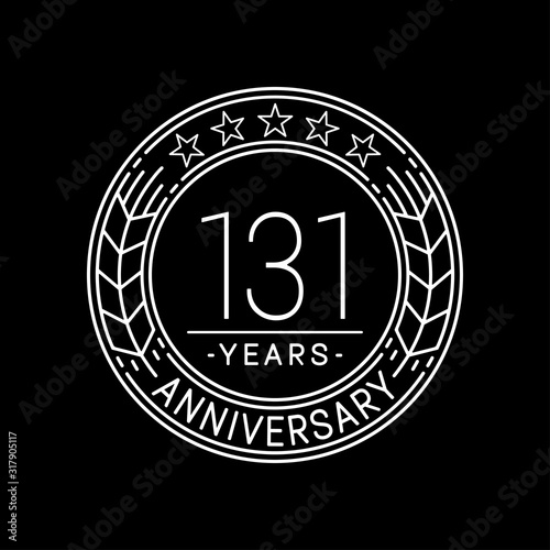 131 years anniversary logo template. 131st line art vector and illustration.