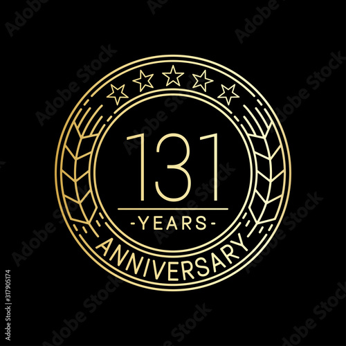 131 years anniversary logo template. 131st line art vector and illustration.