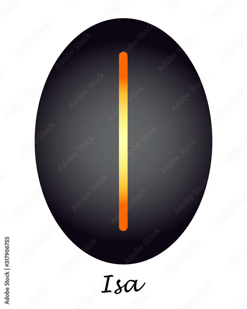 Magic Rune isa yellow-orange on a black oval. vector. illustration Magic Rune isa yellow-orange on a black oval. vector. illustration