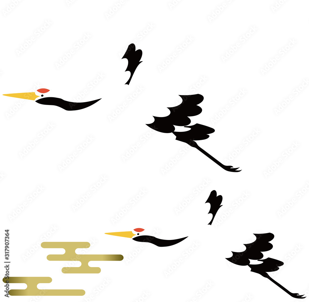 鶴 背景素材 ベクター イラスト Stock Vector | Adobe Stock
