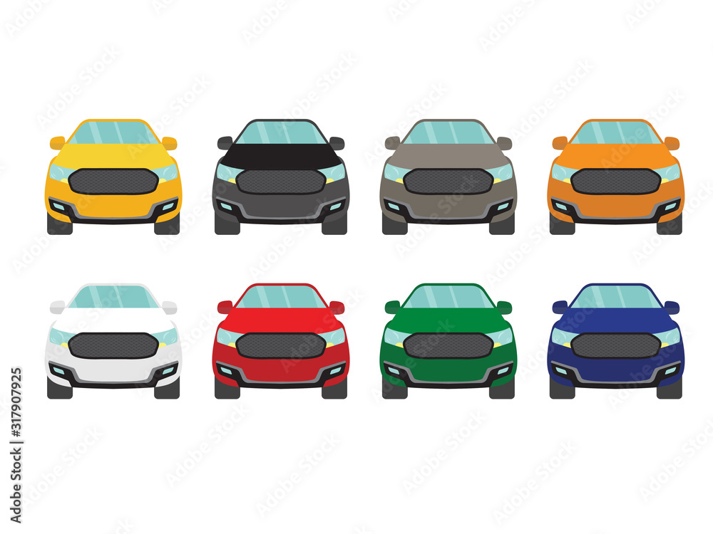Set of suv car front view on white background,illustration vector Set of suv car front view on white background,illustration vector