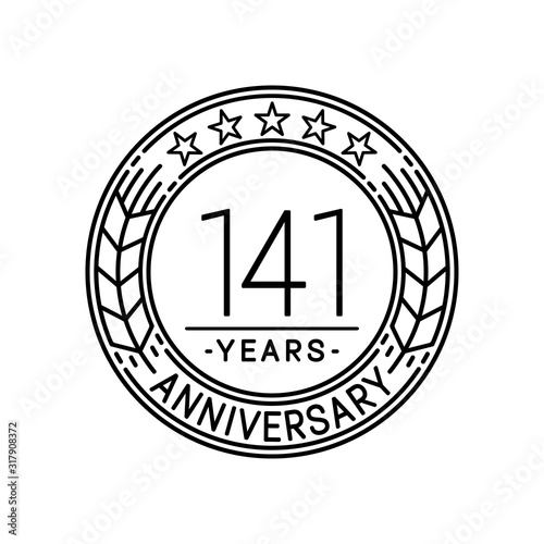 141 years anniversary logo template. 141st line art vector and illustration.