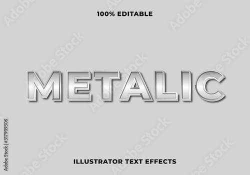 3D metallic text effect  silver color  gradient