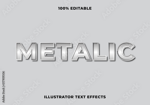 3D metallic text effect, silver color, gradient