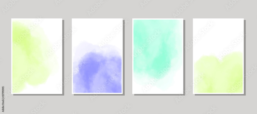 Set of cards with watercolor blots. Vector illustration eps 10