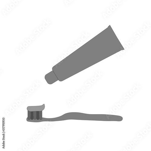 Toothbrush icon. Toothpaste vector. Nylon bristles and plastic handles symbol illustration.