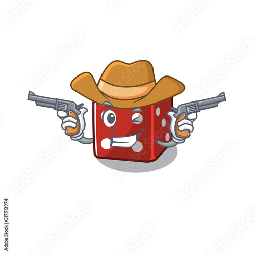 Dice dressed as a Cowboy having guns