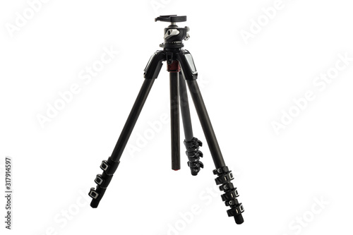 Tripod For Camera Stand With Hydraulic Head Ball isolated on white background photo