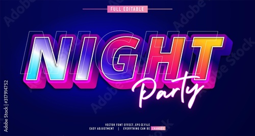 premium text effect editable vector template, neon night style, modern look, with the effect of shining light, editable text effect in adobe Illustrator, easy with just one click, fonts not included