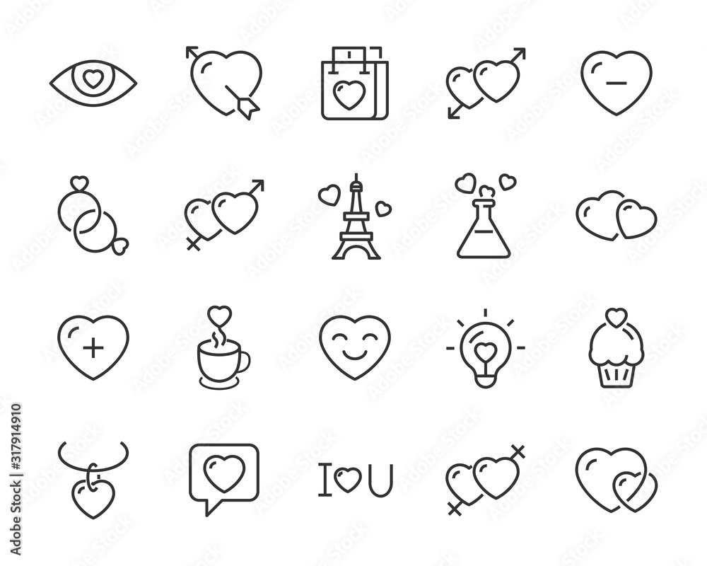 set of heart icons, love, romance, relationship set of heart icons, love, romance, relationship