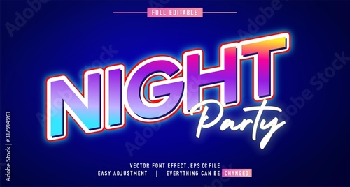 premium text effect editable vector template, neon night style, modern look, with the effect of shining light, everything can be changed and adjusted according to the needs of the event and more