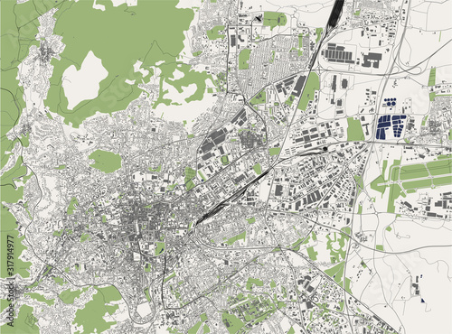 map of the city of Clermont-Ferrand, Puy-de-Dome, Auvergne-Rhone-Alpes , France
