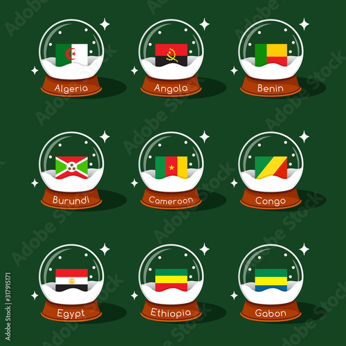 Set of glass balls with national flag : Vector Illustration