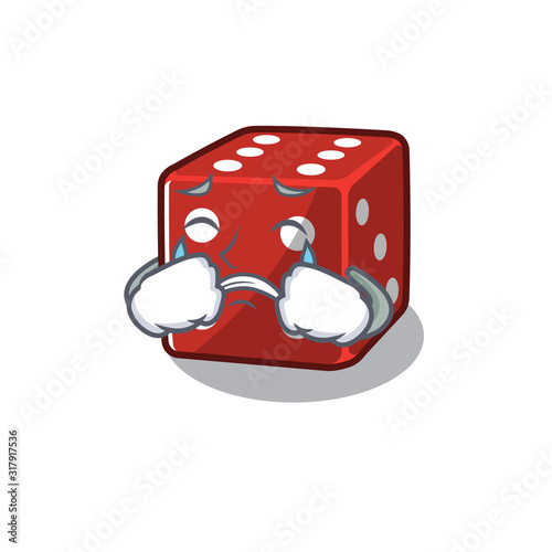 Sad of dice cartoon with mascot style