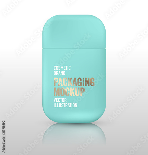 Package mockup. 3D bottle template of plastic container for liquid, skin care, foams, shampoo, shower, lotion. Tube for cosmetic brand and product with unique packaging design. 