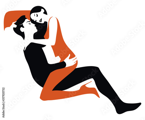vector illustration of a young couple in love
