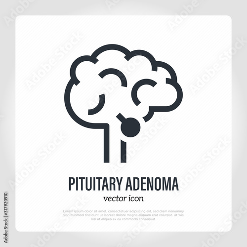 Pituitary adenoma in brain. Benign tumor. Thin line icon. Healthcare and medical vector illustration.