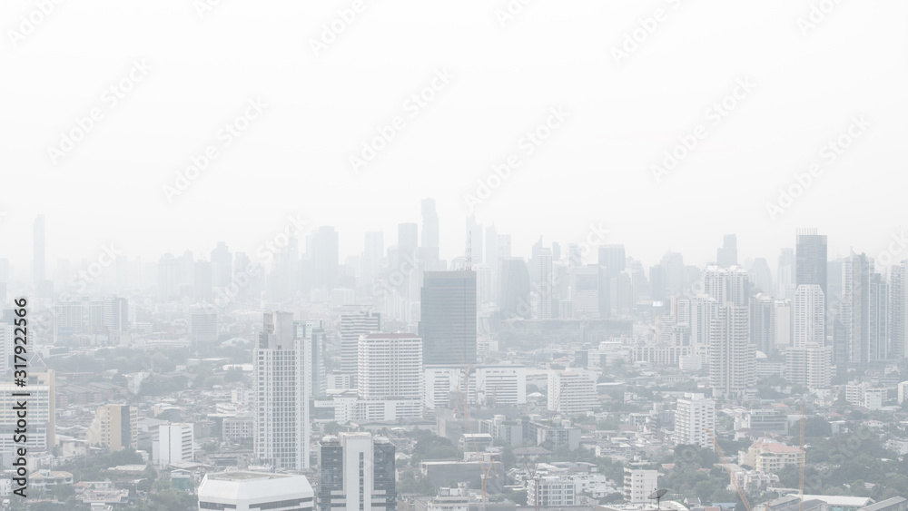 Naklejka premium Bangkok City Thailand air pollution remains at hazardous levels PM2.5 pollutants - dust and smoke high level PM 2.5