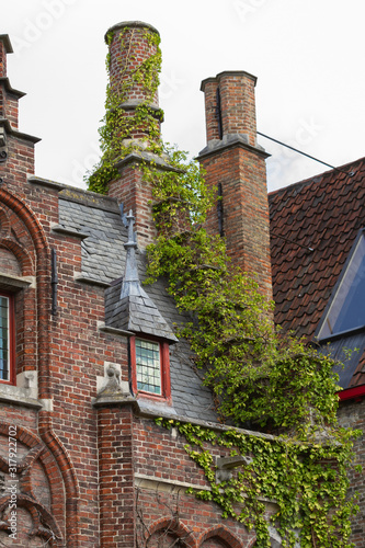 Details of old medieval houses in Bruges, Belgium