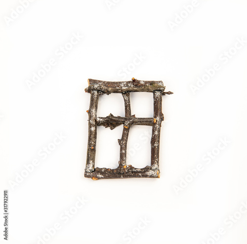 handmade product, decorative window of an oz tree isolated on a white background