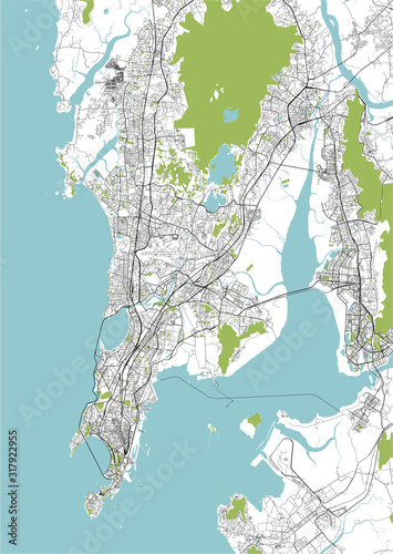 map of the city of Mumbai, Indian state of Maharashtra