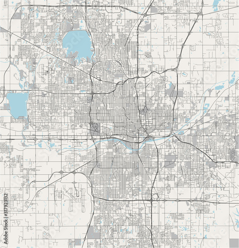 map of the city of Oklahoma, Oklahoma City, USA