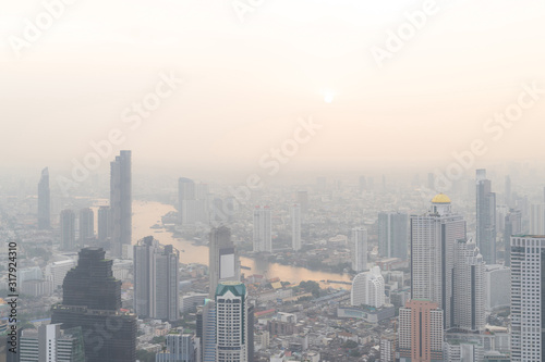 Bangkok City Thailand air pollution remains at hazardous levels PM2.5 pollutants - dust and smoke high level PM 2.5