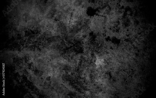 Old wall texture cement dark black gray background abstract grey color design are light with white gradient background.