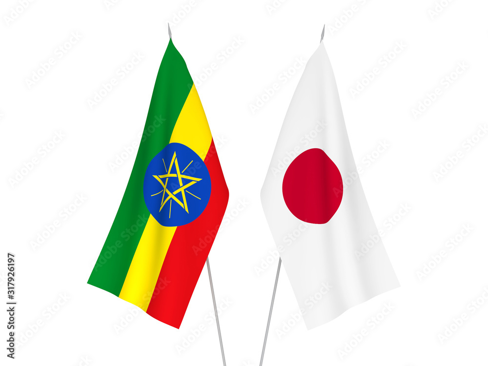 Japan and Ethiopia flags Japan and Ethiopia flags