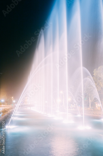 Batumi  Adjara  Georgia. Singing And Dancing Fountains Is Local Landmark At Boulevard Fountains. Night Illuminations