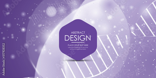 Science concept image of human hand touching DNA. purple light abstraction of digital art. Vector illustration.