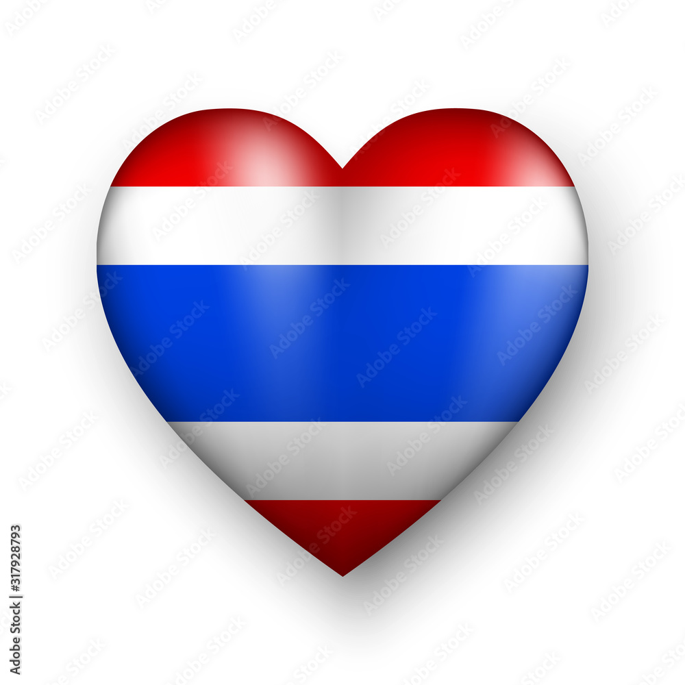 Thailand Flag in 3D Heart Shape , emoticon design . Love Thailand . Vector illustration . Thailand Flag in 3D Heart Shape , emoticon design . Love Thailand . Vector illustration .