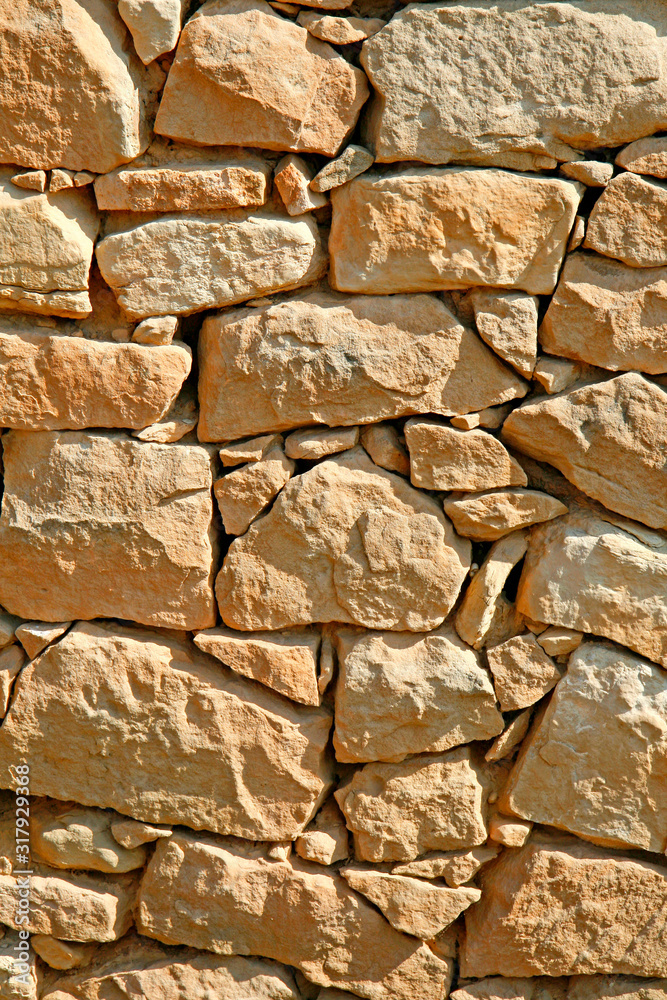 Fototapeta premium A mortarless stone wall in Prades, Tarragona, Catalonia, Spain.