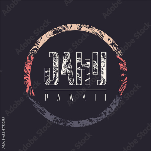 Oahu Hawaii vector graphic t-shirt design, poster, print