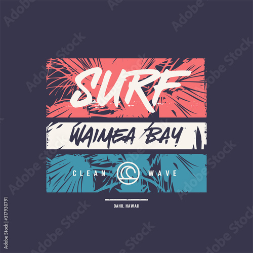 Vector graphic t-shirt design, poster, print on the theme of surfing