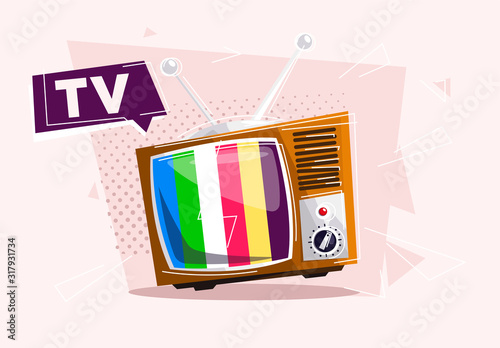 vector illustration of a retro colorful TV, cartoon style