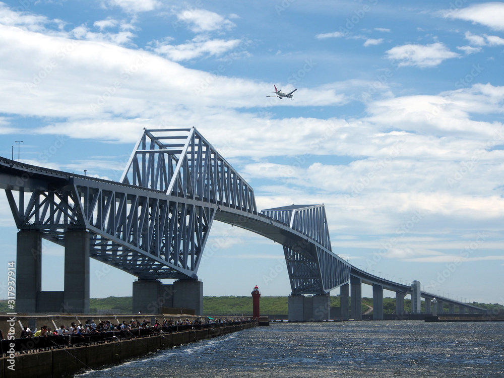 真夏の青空と東京ゲートブリッジの風景