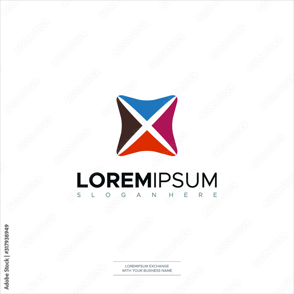 Obraz premium Initial X Letter Box logo icon design template elements