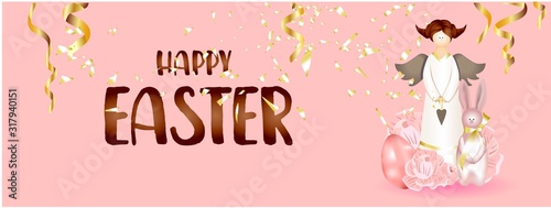 Easter card. Banner or poster for Easter. Translation from Russian Happy Easter.