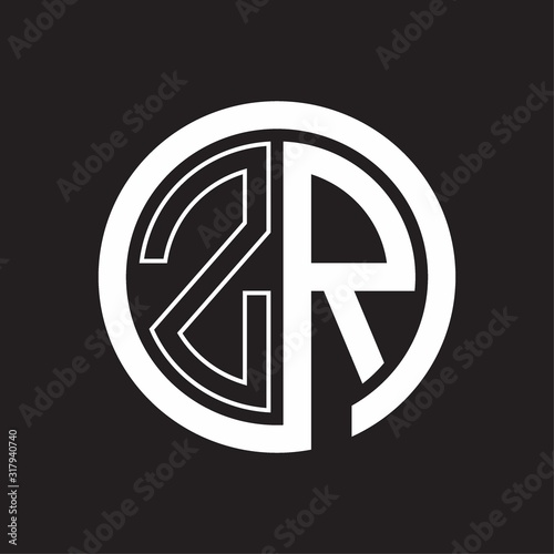 ZR Logo with circle rounded negative space design template