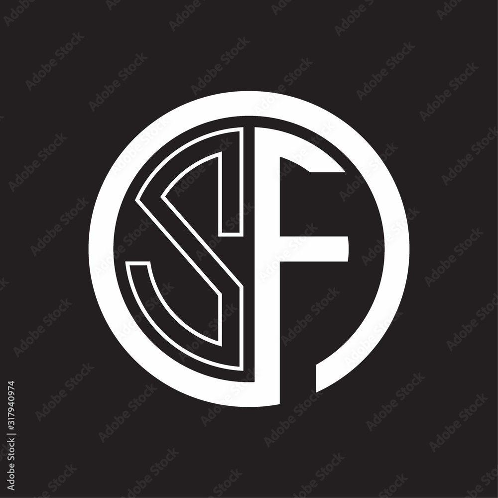 SF Logo with circle rounded negative space design template SF Logo with circle rounded negative space design template