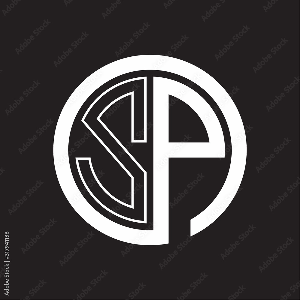 SP Logo with circle rounded negative space design template