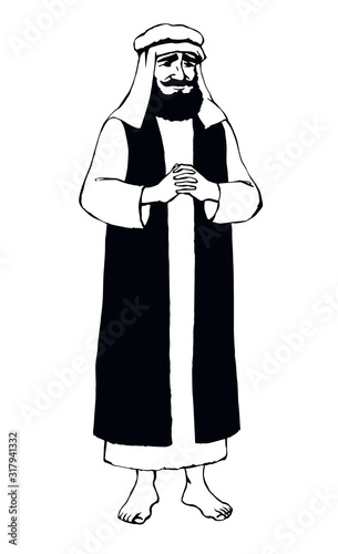 Jewish man in old clothes. Vector drawing