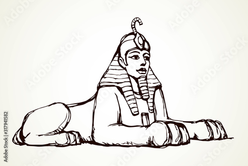 Egyptian sphinx. Vector pen drawing