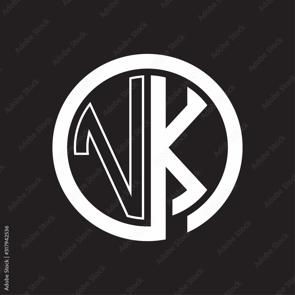 VK Logo with circle rounded negative space design template VK Logo with circle rounded negative space design template