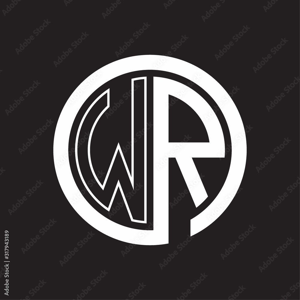 WR Logo with circle rounded negative space design template WR Logo with circle rounded negative space design template