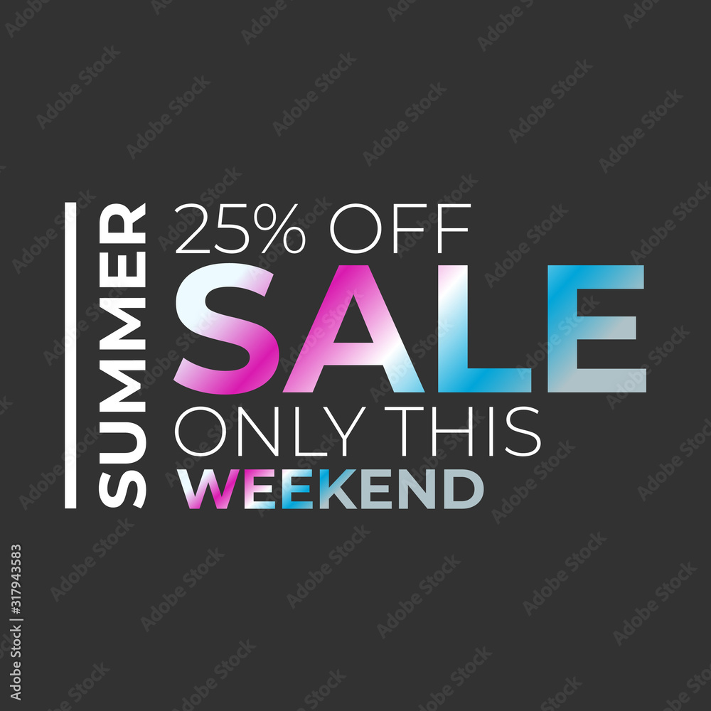 Summer sale vector banner with the black gradient