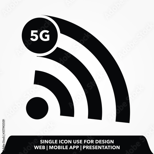 5th Generation icon. 5G Wireless Internet Network Connection Information Technology Illustration