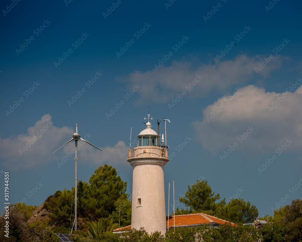 White lighthouse landscape